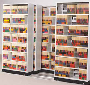 Lateral Mobile Shelving for Medical File Charts