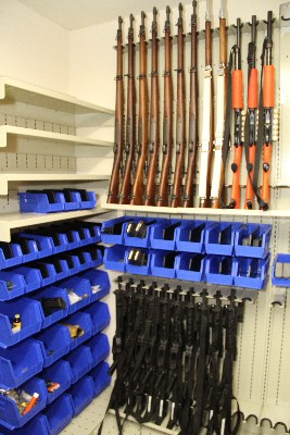 Combat Weapon Shelving provided for MILCON project to store rifles and shotguns